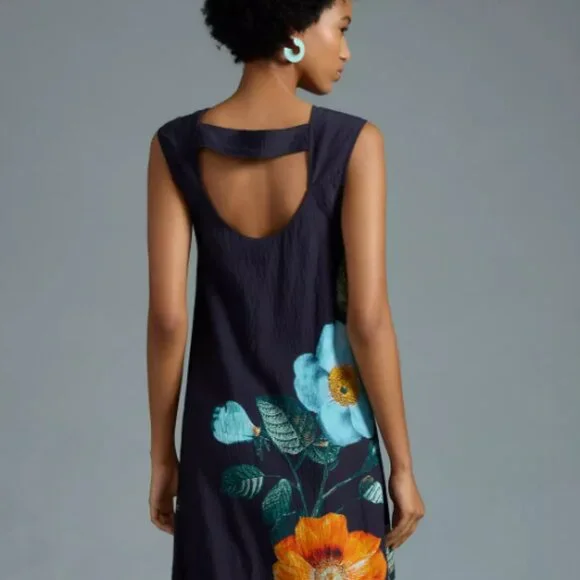 Anthropologie Maeve Square-Neck Pleated Dress - Picture 2 of 5